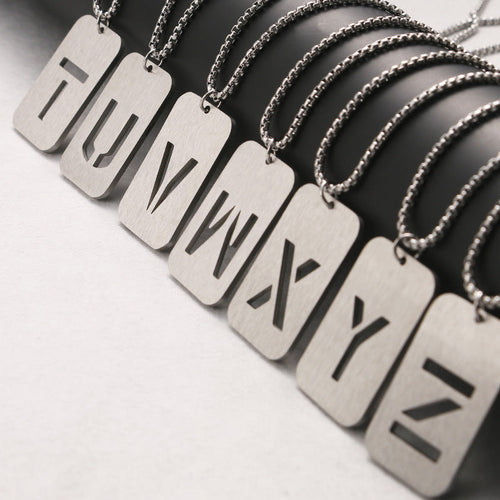 Leah Carved Initial Dog Tag Necklace