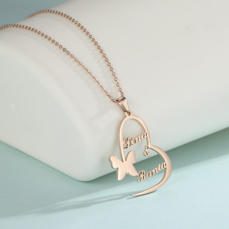 Lena Elegant Customizable Heart Necklace with Two Names