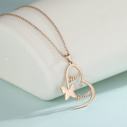 Lena Elegant Customizable Heart Necklace with Two Names