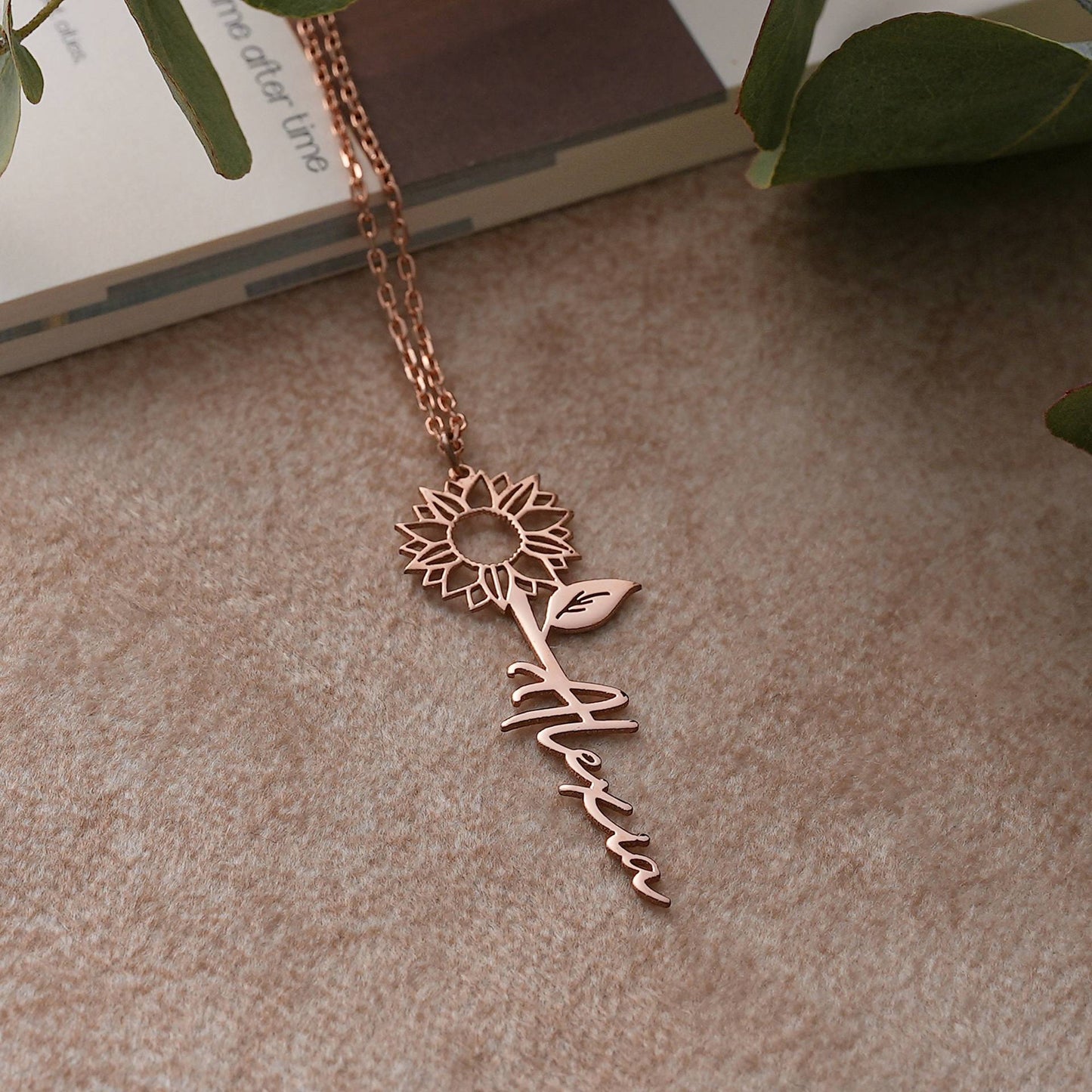 Zoey Personalized Sunflower Name Necklace