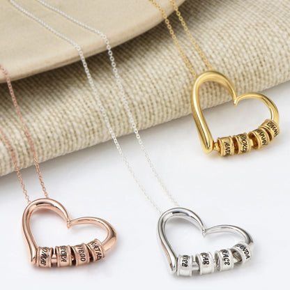 Sophie Charming Heart Engraved Beads Necklace