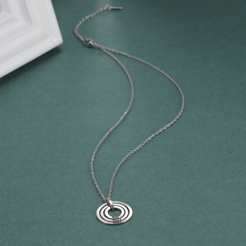 Iris Triple Concentric Circle Name Necklace