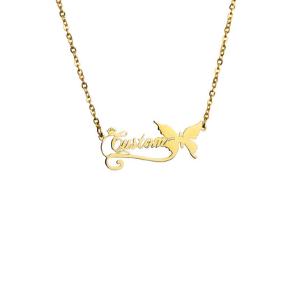 Rosanna Butterfly Necklace Couple Alphabet Necklace