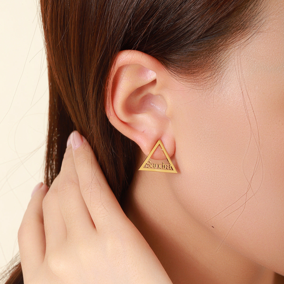Sharon Hollow Triangle DIY English Letter Earrings