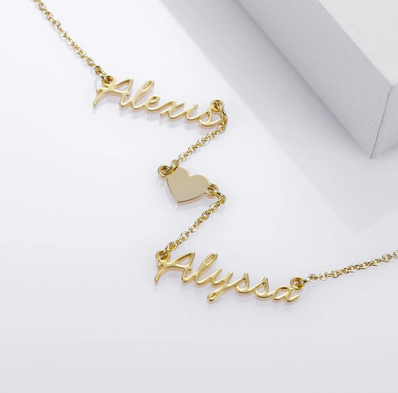 Olivia Double Name Heart Necklace
