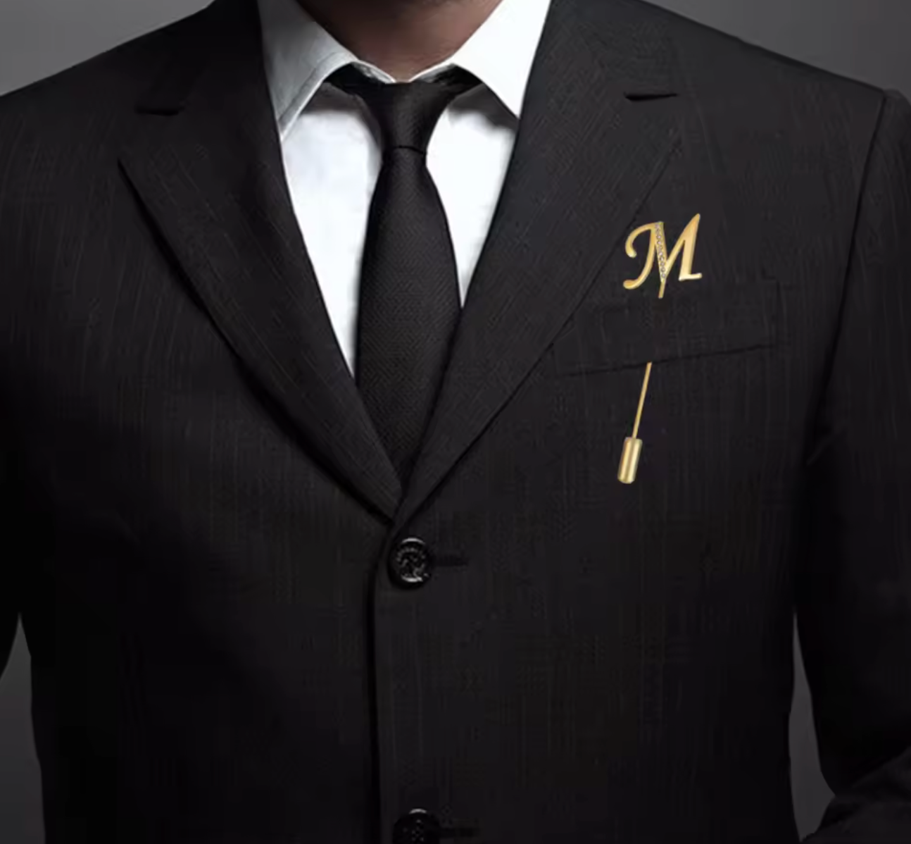 Maggie Letter Rhinestone Suit Brooch