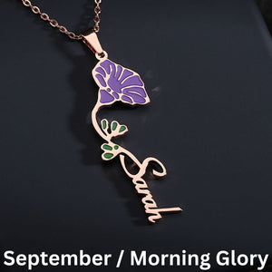 Hannah Personalized Birth Flower Name Clavicle Necklace