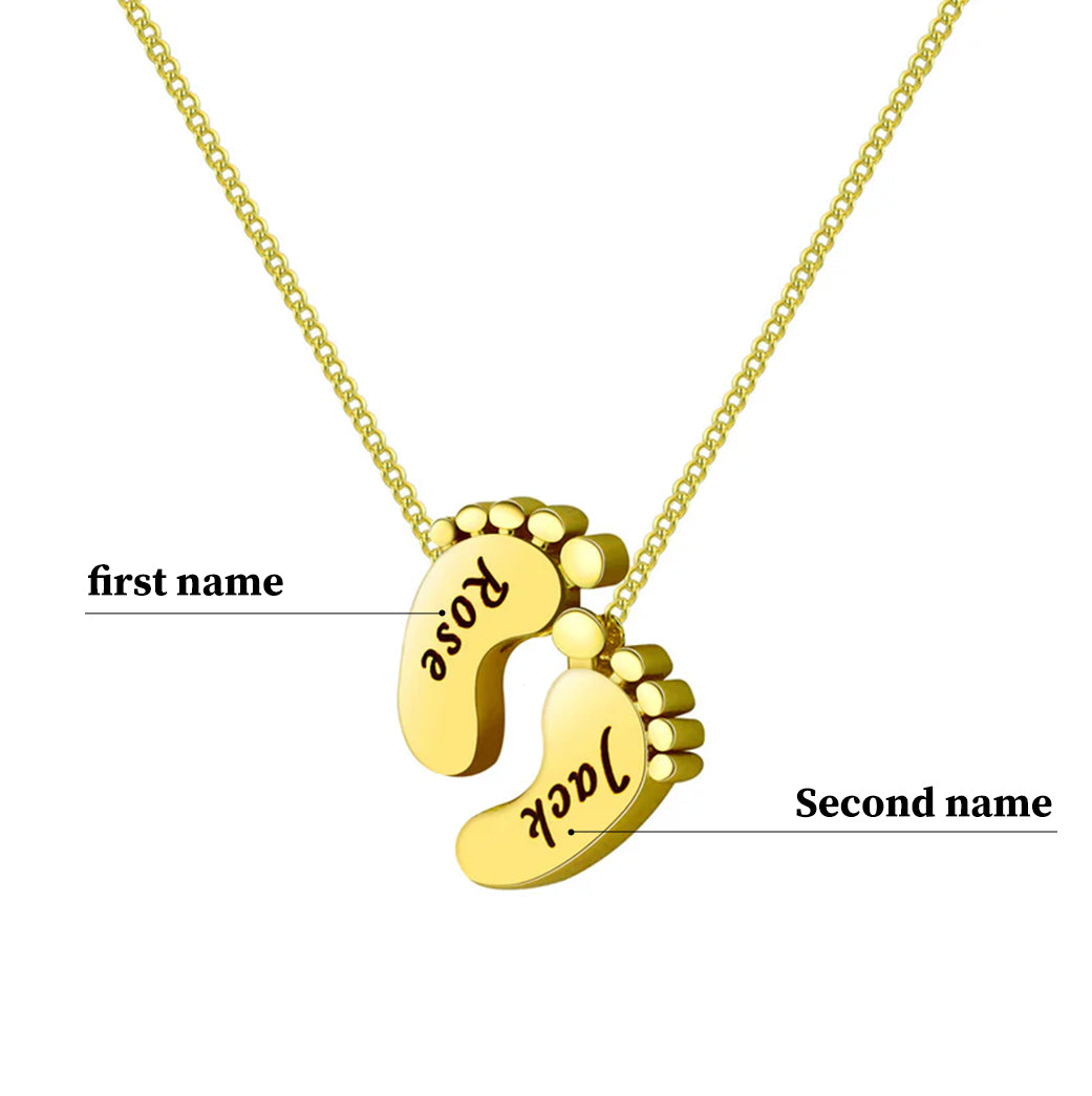 Rachel Gold Engraved Little Footprint Necklace