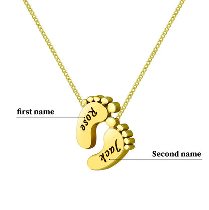 Rachel Gold Engraved Little Footprint Necklace