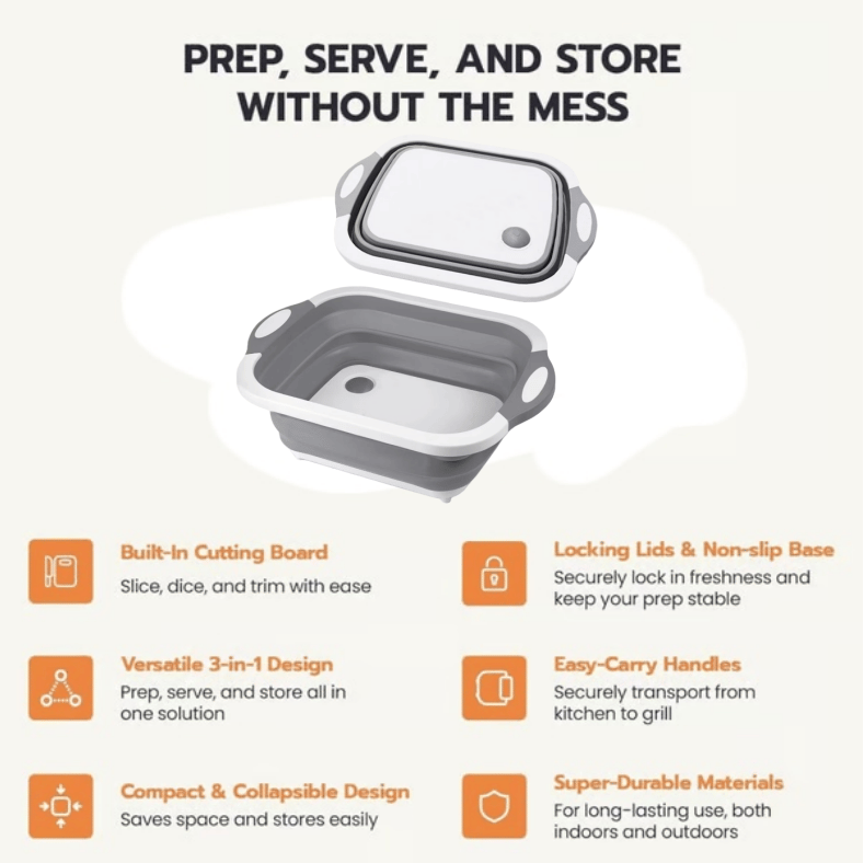 🔥🌡️Hot Sale 49% Off🍗🥗BBQ & Meal Prep Tub | Collapsible Prep Tub🍖🏕️