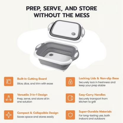 🔥🌡️Hot Sale 49% Off🍗🥗BBQ & Meal Prep Tub | Collapsible Prep Tub🍖🏕️