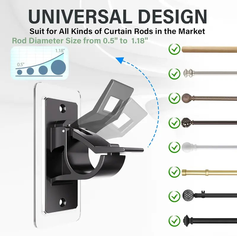Self-Adhesive Rod Brackets — Drill-Free, Strong Hold in Seconds