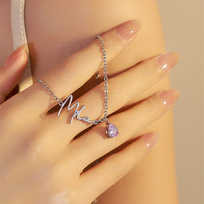 Abby Chrystal Letter Name Necklace