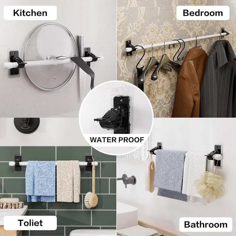 Self-Adhesive Rod Brackets — Drill-Free, Strong Hold in Seconds