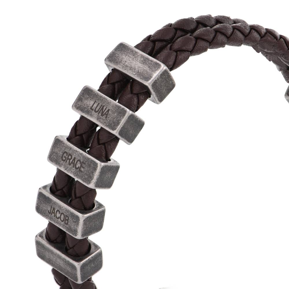 Stella Brown Braided T-Bar Leather Bracelet
