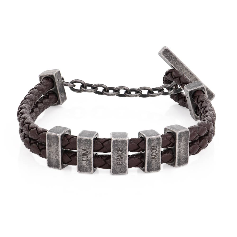 Stella Brown Braided T-Bar Leather Bracelet