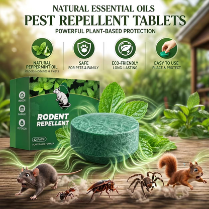 🟢 12 Pack Natural Peppermint Tablets — Protect Attics, Garages & Storage Areas From Unwanted Night Visitors