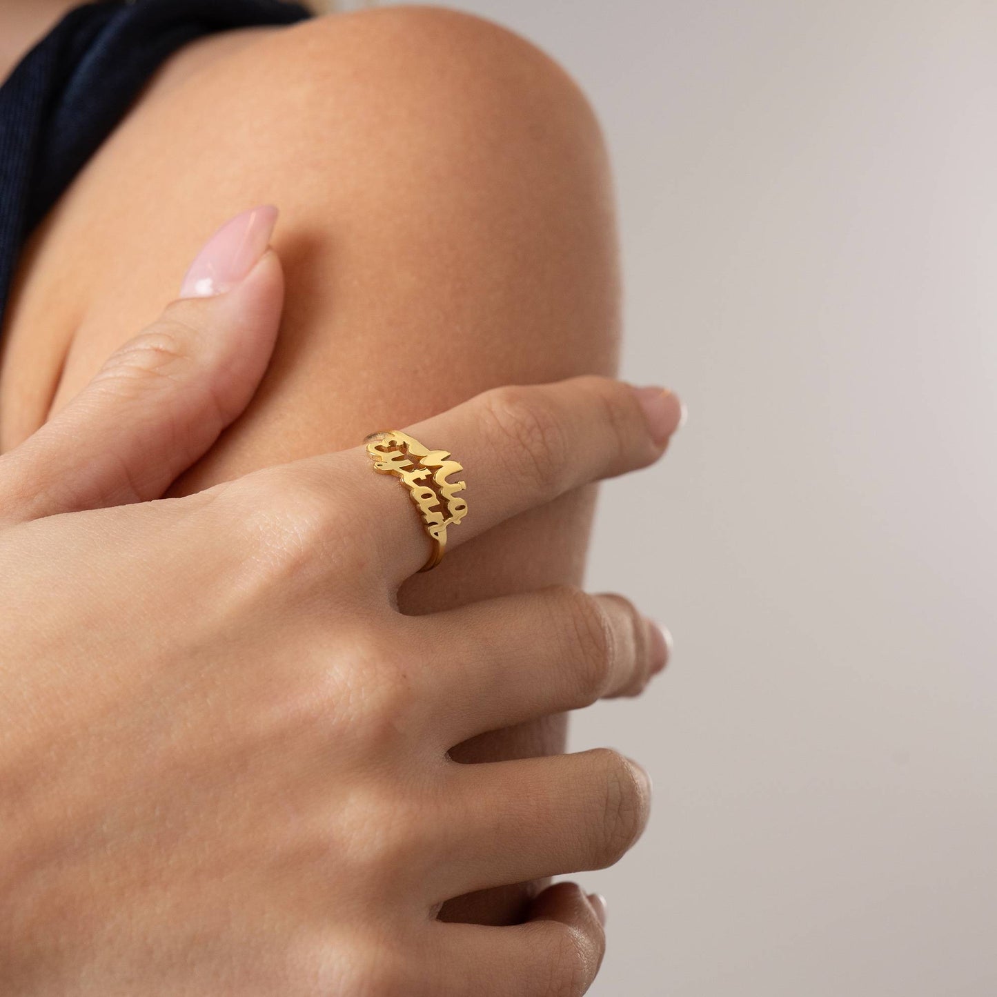 Genesis Script Double Name Ring