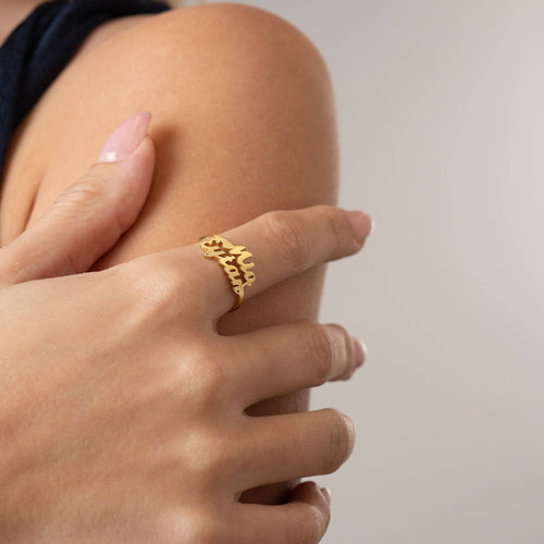 Genesis Script Double Name Ring